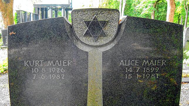 Der Grabstein von Alice Maier und ihrem Sohn Kurt auf dem jüdischen Friedhof in Konstanz. Beide kehrten nach Konstanz zurück.