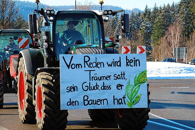 Bild 5: Bauern protestieren gegen Sparpläne: Bilder vom Traktorkorso zur Brauerei Rothaus