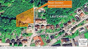 Die Abgrenzung des Geltungsbereichs der Ergänzungssatzung „Grüner Weg“. (Quelle: Luftbild LUBW/Ingenieurbüro Fleischer).