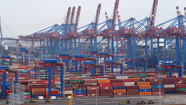 Container am Hamburger Hafen. Auch der deutsche Export schwächelt.