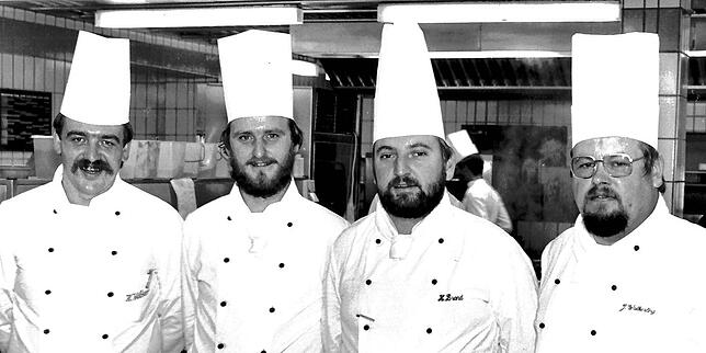 Die Mainau-Köche im Jahr 1986. Welcher davon ist Herbert Brand? Der Zweite von rechts!