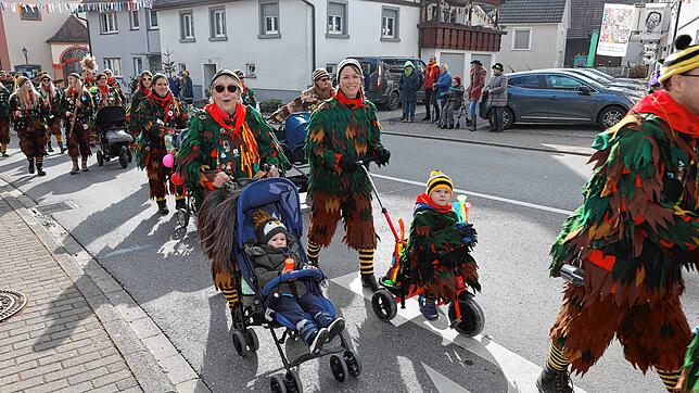 Bild 21: Seenarrentreffen in Dettingen: Auf dem Dorfplatz steht jetzt der Narrenbaum