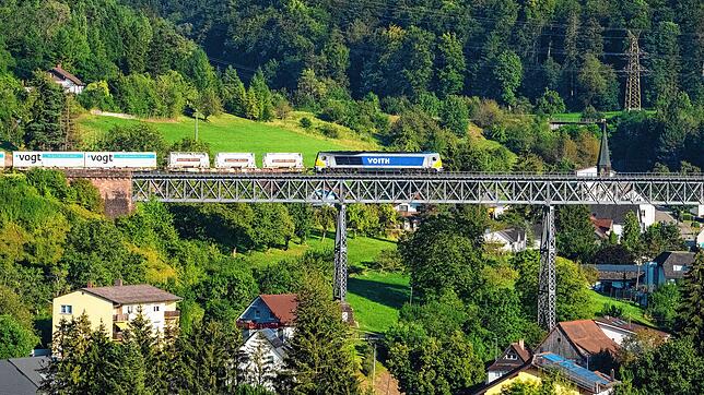 Ein solches Bild hat es seit fast 70 Jahren nicht mehr gegeben: Ein Güterzug fährt auf dem Eisenbahnviadukt über Epfenhofen hinweg. ...