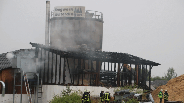 Blick auf die Firma Bregwerk Paletten in Wolterdingen &ndash; kurz nach der Brandnacht am Mittwochmorgen, 28. Juli, und heute, rund fünf ...
