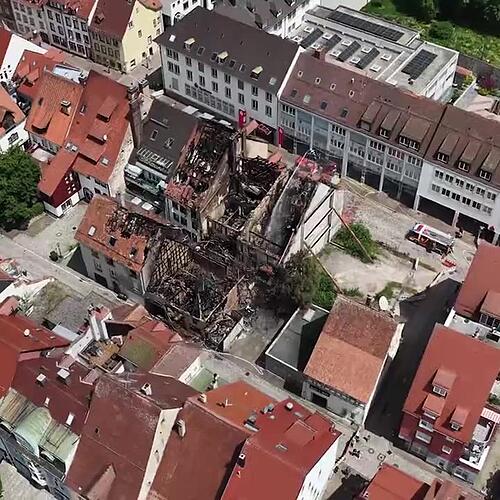 Die Brandstelle in der Villinger Innenstadt nach dem Brand