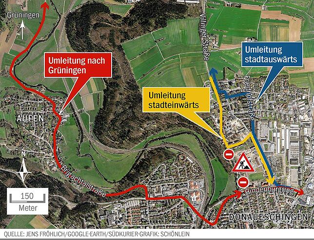 Bild 3: Neues Verkehrshindernis durch Sperrung auf Villinger Straße