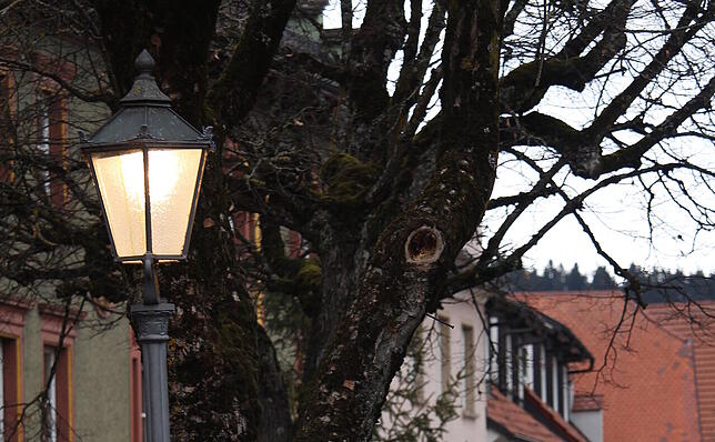 Die Straßenlaternen in der Bräunlinger Kirchstraße, fotografiert im Januar 2020.