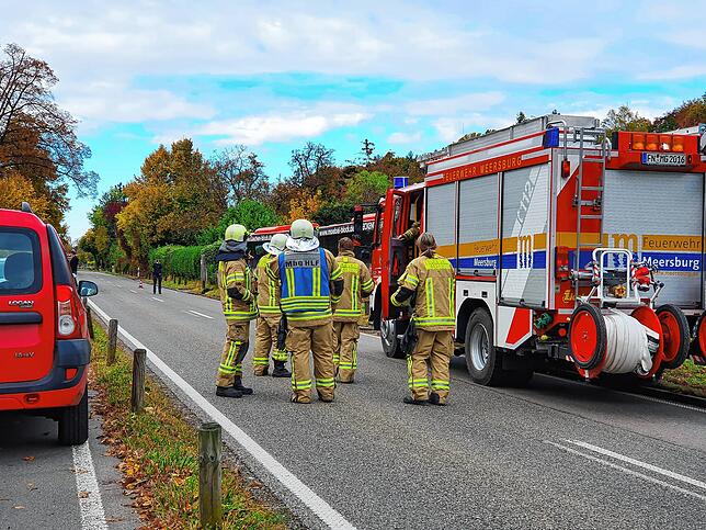 Auch die Feuerwehr Meersburg ist am Unfallort im Einsatz.