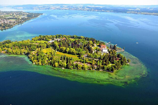 Die Insel Mainau von oben. Von Konstanz aus ist sie gut mit dem Rad zu erreichen.