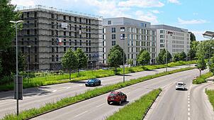 Hotelmeile im Industriegebiet: In der Reichenaustraße reihen sich die großen Bettenburgen, die sich in Größe und Architektur nicht ...