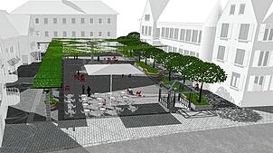 Der Talschulplatz soll ein grünes Dach bekommen und damit an Aufenthaltsqualität gewinnen.