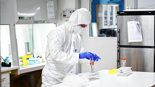 Viel zu tun im Singener Labor Dr. Blessing: Jonas Schmidt, Leiter der Abteilung Molekulare Genetik und Infektionsserologie, befüllt ...