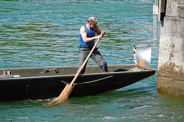 Kraft und Geschicklichkeit waren am Wettfahren auf dem Rhein erforderlich.