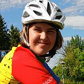 Sophie Kistenbrügger in voller Montur.