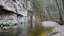 Auch im Winter wirkt die Wutachschlucht malerisch. Doch begehen sollte man sie in der kalten Jahreszeit auf keinen Fall, zu gefährlich ...