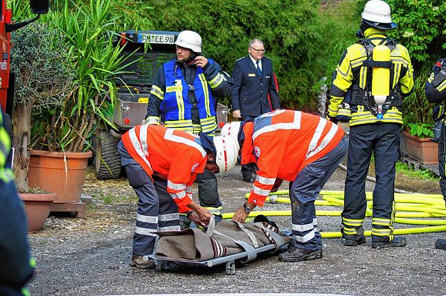 Bild 14: Heiligenberger Feuerwehr übt bei der Hofstetter Mühle