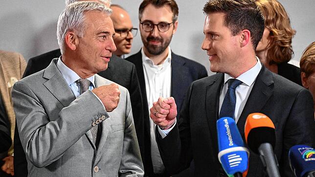 Manuel Hagel (rechts) und Thomas Strobl im Rahmen einer Pressekonferenz im September des Landesverbandes der CDU in Baden-Württemberg. ...