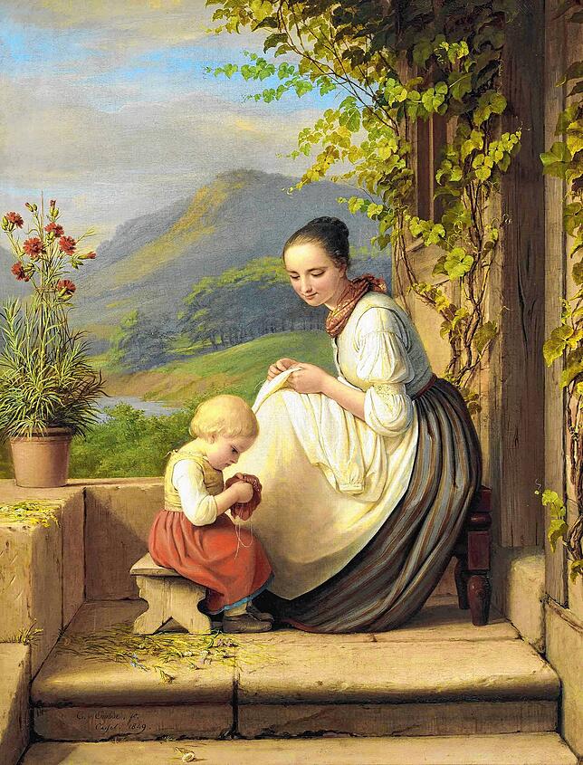 Frauenbild des 19. Jahrhunderts in einem Gemälde August von der Embdes: Als Mutter, glaubt Webers Protagonistin, sei es mit der ...