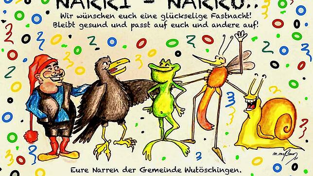 Die Fasnacht in Wutöschingen 2021 findet gemeinsam virtuell statt wie auf dem Bild von Markus Meßmer. Von links: Chropfli Horheim, Gwaag ...