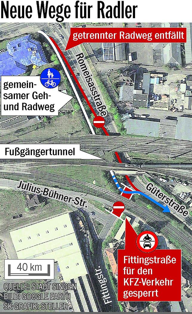 Bild 1: Dieses Nadelöhr soll entzerrt werden: Die Kreuzung Güterstraße/Fittingstraße wird für Autos gesperrt