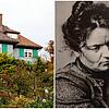 Links das Hesse-Haus in Gaienhofen, rechts Mia Hesse, aufgenommen von Tuccia Bernoulli, ihrer Schwester im Jahr 1909. Mia lebte in dem ...