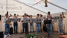 Die neue Formation Hardt Bloß Blech aus Wellendingen hat beim Schopfschellenfest ihren ersten offiziellen großen Auftritt. Foto: Annika ...