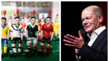 Tipp-Kick-Figuren in Weltmeisterschaftstrikots: Bald wird Bundeskanzler Olaf Scholz den Hersteller in VS-Schwenningen besuchen.