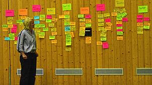 Schon bei der ersten Veranstaltung mit Monika Studinger war die Pinnwand voller Ideen. Bild: Karin Steinebrunner