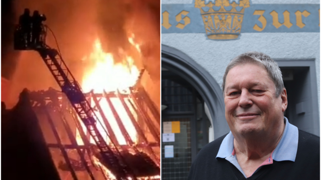 Michael Jeckel beobachtete von seiner Altstadtwohnung aus den Brand auf der Hofstatt. Seine Frau drehte ein Video, das auf Facebook ...