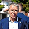 Björn Höcke, Spitzenkandidat der AfD zur Landtagswahl 2024 in Thüringen, nach der Stimmabgabe.
