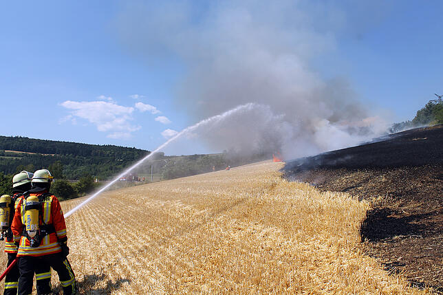 Bild 1: Flächenbrand bei Blumberg-Epfenhofen erfordert einen Großeinsatz der Blumberger Feuerwehr