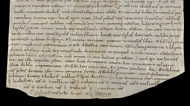 Die im Stiftsarchiv St. Gallen archivierte Kopie der Urkunde, in der der Blumberger Stadtteil Achdorf erwähnt wird. Quelle: Stiftsarchiv ...