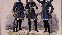 Gustav von Struve, Friedrich Hecker und Alexander Schimmelpfennig in den blauen Blusen der Revolution 1848.