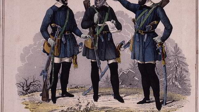Gustav von Struve, Friedrich Hecker und Alexander Schimmelpfennig in den blauen Blusen der Revolution 1848.