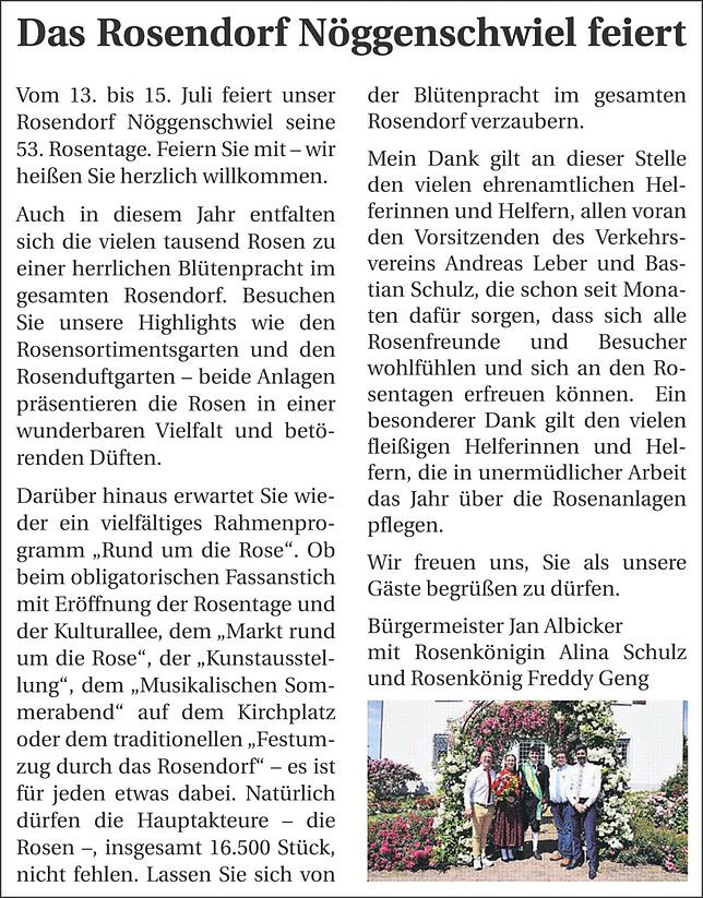Bild 1: 53.Nöggenschwieler Rosentage: Fest im Zeichen der Rose