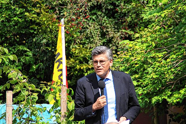 Landrat Marin Kistler bei seiner Rede im Zuge der Anti-Atom-Radtour in Dogern.