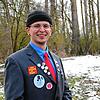 Hier fühlt sich der Landtagskandidat der Partei wohl, im Naherholungsgebiet bei Worblingen, seinem Heimatort. Die Pose als Politiker ...