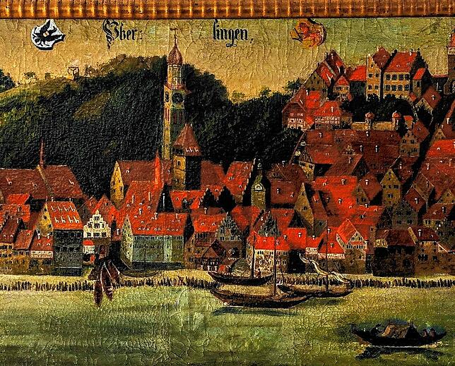 Die Gred aus der großen Stadtansicht nach 1714 (hinter den Schiffen) war das Zentrum des Handels mit Getreide, Wein und anderen Gütern. ...