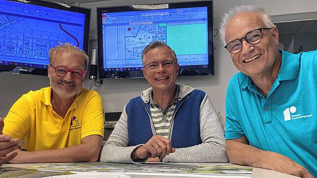 Jürgen Rebholz, Joachim Limberger und Michael Rebholz glauben an den Erfolg ihres Bauprojektes zwischen Salinenstraße und Huberstraße in ...