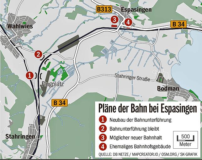 Am Ortsausgang von Espasingen könnte ein neuer Bahnhaltepunkt entstehen.