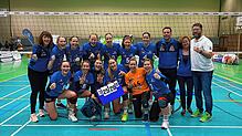 Villinger Glücksgefühle: Die Freude bei den Volleyballerinnen war nach dem ersten Heimsieg der Saison sichtlich groß.