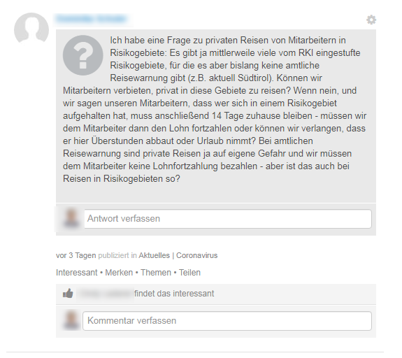 Anonymisierte Original-Protokolle von Chats zwischen Firmenverantwortlichen und Mitarbeitern einer Corona-Task-Force des ...