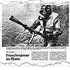 Der Zeitungsausriss zeigt Paul Muser nach einem Tauchgang im Rhein bei Säckingen 1960. Die Taucher der französischen Spezialfirma ...