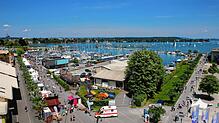 Die Bodenseewoche von oben: Einen ungewohnten Blick über Konstanz und den Bodensee bietet an den Veranstaltungstagen die Fahrt mit dem ...
