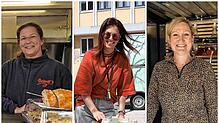 Pop-up-Gastro in Friedrichshafen: Nicole Bittner, Danijela Palos und Sam Dilnot (von links) wollen die Stadt mit ihren Angeboten beleben.