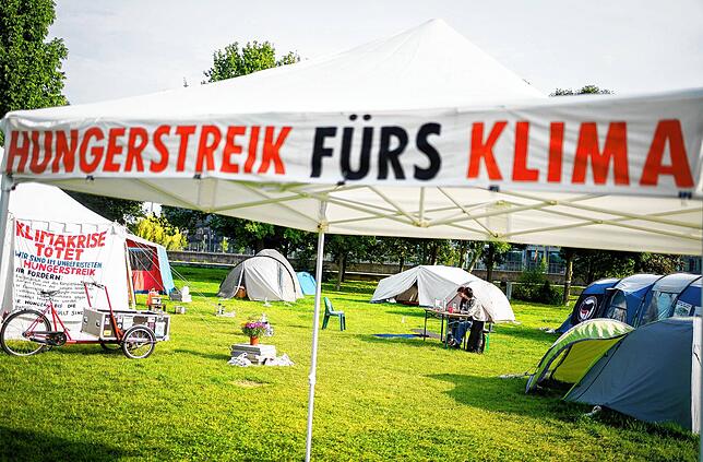 Hungern gegen den Klimawandeln: In Berlin befinden sich im September 2021 Aktivisten im Hungerstreik für den Klimaschutz.