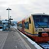 Schnee im Bahnhof von Stockach.