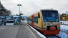 Schnee im Bahnhof von Stockach.