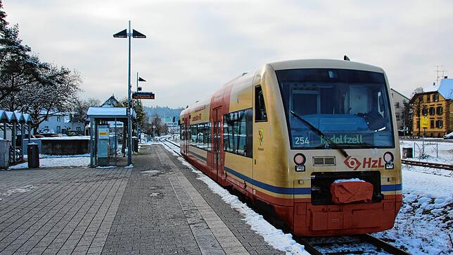 Schnee im Bahnhof von Stockach.