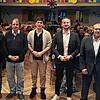 Gruppenbild mit den Kandidaten vor dem Beginn der Wahlarena (von links): Moderator Helmar Grupp, Volker Mayer-Lay (CDU), Andreas Reich ...